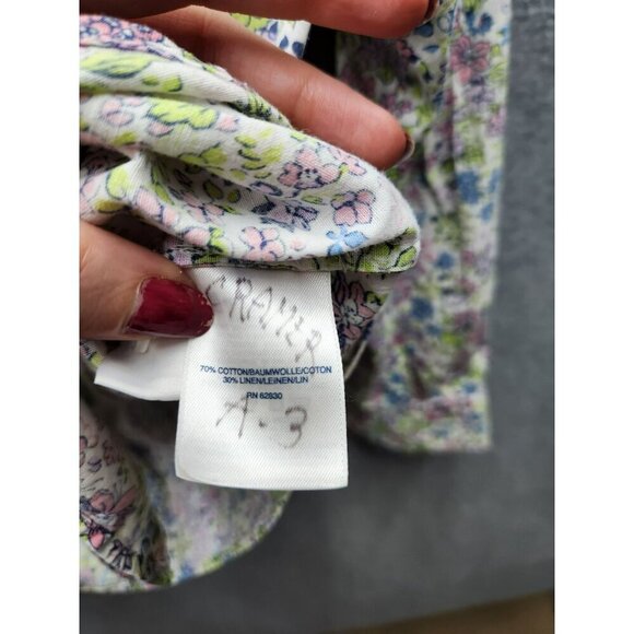 Lands End Womens Floral Button-Up Shirt S Cotton/Linen Blend - Picture 3 of 5